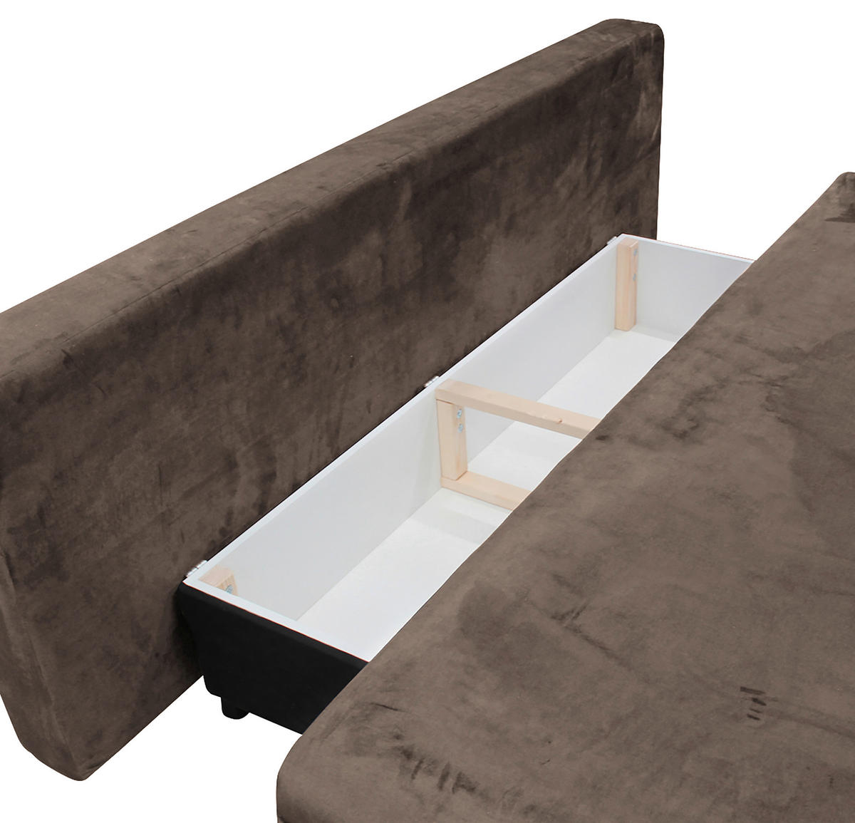 SCHLAFSOFA Velours Braun  - Schwarz/Braun, Design, Kunststoff/Textil (217/73/86/106cm) - MID.YOU