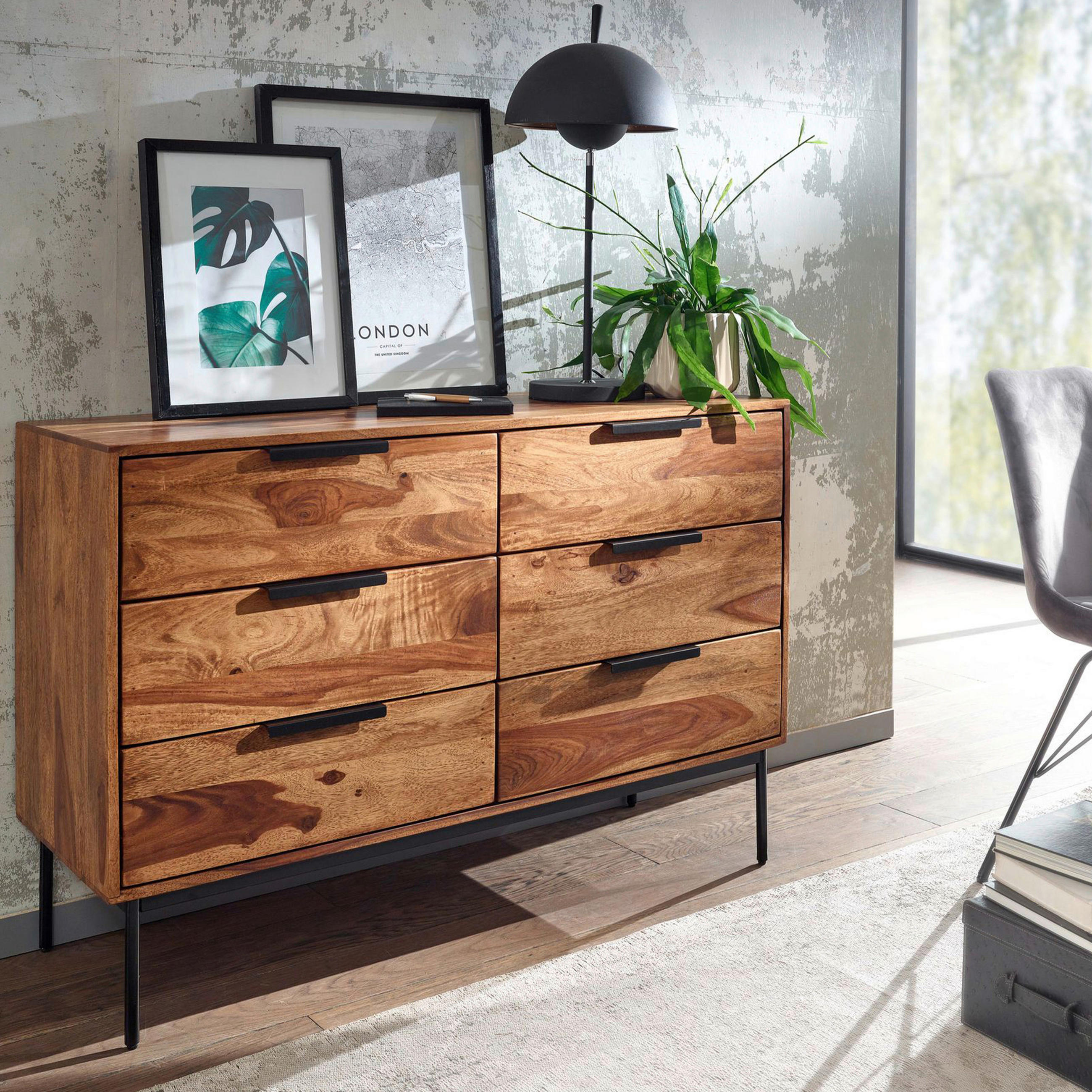 SIDEBOARD  in 117/80/42 cm  - Sheeshamfarben/Schwarz, Design, Holz/Metall (117/80/42cm) - MID.YOU