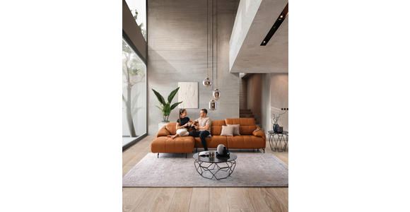 ECKSOFA in Echtleder Cognac 165/313 cm - Cognac/Schwarz, Design, Leder/Metall (165/313cm) - Emilio Belluti