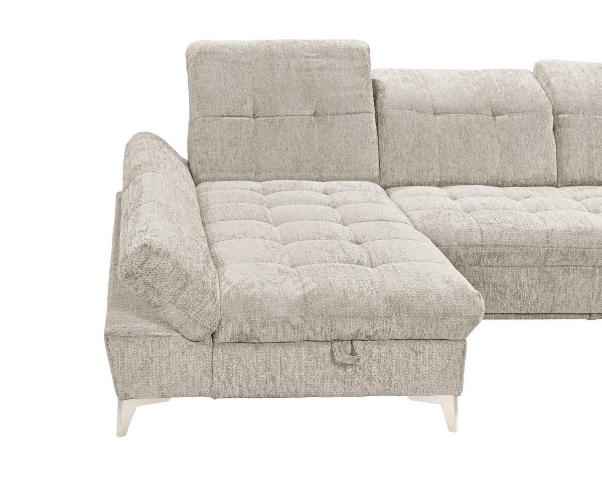 WOHNLANDSCHAFT Mikrovelours Weiss  - Kaschmir/Weiss, Modern, Kunststoff/Textil (169/348/245cm) - MID.YOU