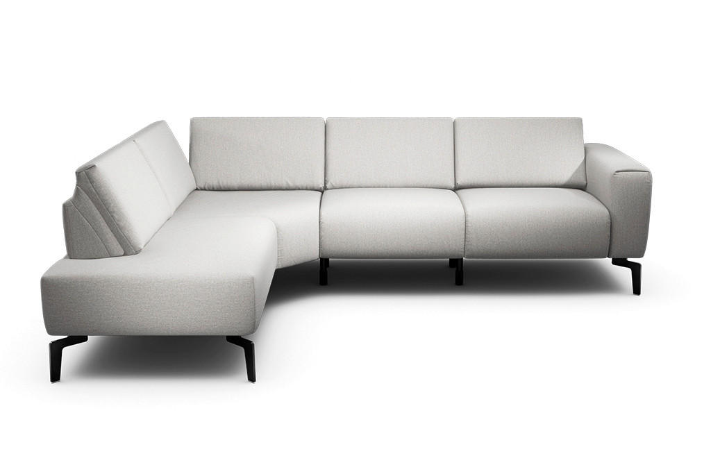 ECKSOFA Cosy Hellgrau Chenille  - Hellgrau/Schwarz, Design, Textil/Metall (193/256cm) - SENSOO