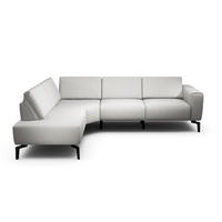 ECKSOFA Cosy in Chenille Hellgrau  193/256 cm  - Hellgrau/Schwarz, Design, Textil/Metall (193/256cm) - SENSOO