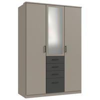 KLEIDERSCHRANK 135/199/58 cm,  in Graphitfarben, Grau, 3 Tür(en)  - Schwarz/Graphitfarben, KONVENTIONELL, Glas/Holzwerkstoff (135/199/58cm) - Boxxx