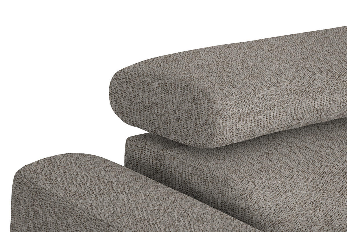 ECKSOFA in Webstoff Greige  - Greige/Schwarz, Design, Textil/Metall (280/205cm) - MID.YOU