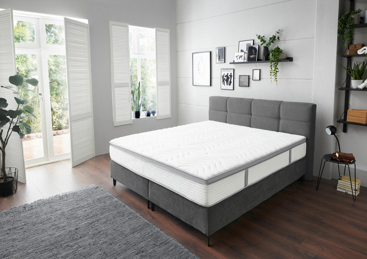 BOXSPRINGBETT 180/200 cm  in Grau  - Schwarz/Grau, Konventionell, Holz/Holzwerkstoff (180/200cm) - Carryhome