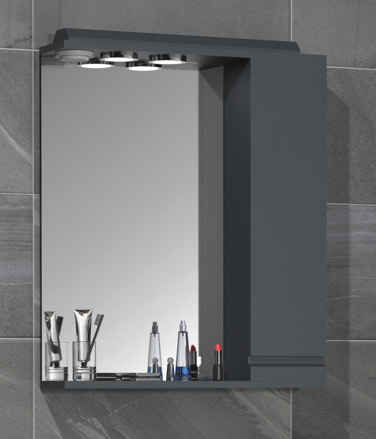 SPIEGELSCHRANK 60/71/14 cm  - Anthrazit, Modern, Glas/Holzwerkstoff (60/71/14cm) - MID.YOU