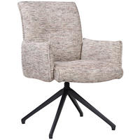 ARMLEHNSTUHL  Sitzfläche 360° drehbar, inklusive Armlehnen, automatische Rückholfunktion Webstoff  - Taupe/Schwarz, Design, Textil/Metall (65/91/65cm) - Novel
