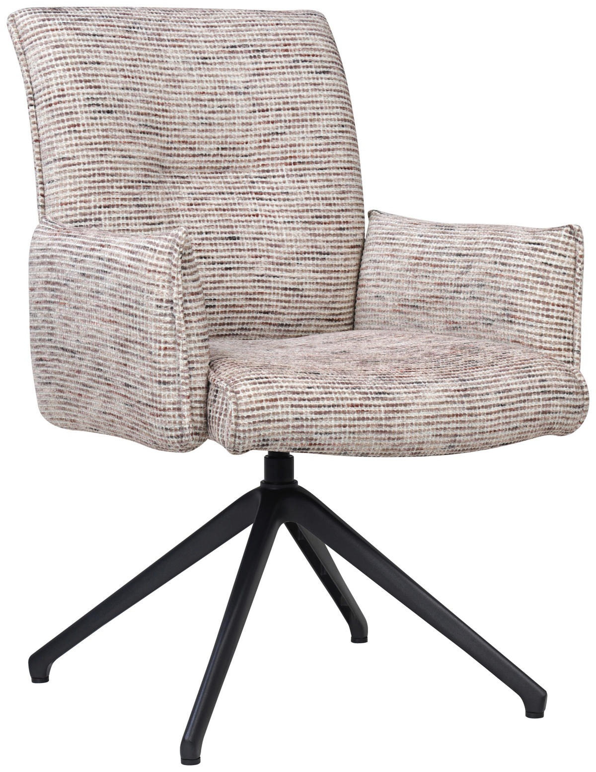 ARMLEHNSTUHL  Sitzfläche 360° drehbar, inklusive Armlehnen, automatische Rückholfunktion Webstoff  - Taupe/Schwarz, Design, Textil/Metall (65/91/65cm) - Novel