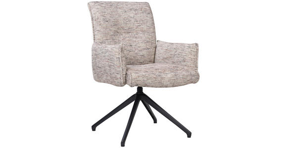 ARMLEHNSTUHL  Sitzfläche 360° drehbar, inklusive Armlehnen, automatische Rückholfunktion Webstoff  - Taupe/Schwarz, Design, Textil/Metall (65/91/65cm) - Novel