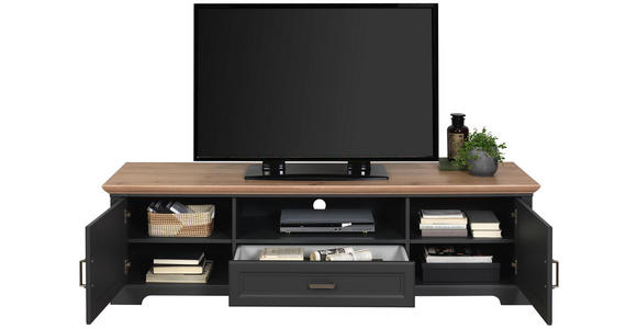 TV-ELEMENT 193/54/51 cm - Eichefarben/Graphitfarben, ROMANTIK / LANDHAUS, Holzwerkstoff/Metall (193/54/51cm) - Hom`in