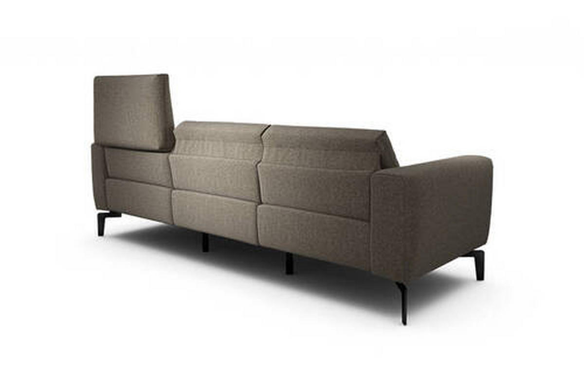 Dreisitzer inkl. Hocker Cosy Chenille Braun  - Schwarz/Braun, Design, Textil/Metall (250/86/86-94cm) - SENSOO