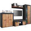 WOHNWAND Usilo 4-teilig  in Anthrazit, Honigeiche  242/159/37 cm  - Honigeiche/Anthrazit, Design, Glas/Holzwerkstoff (242/159/37cm) - MID.YOU