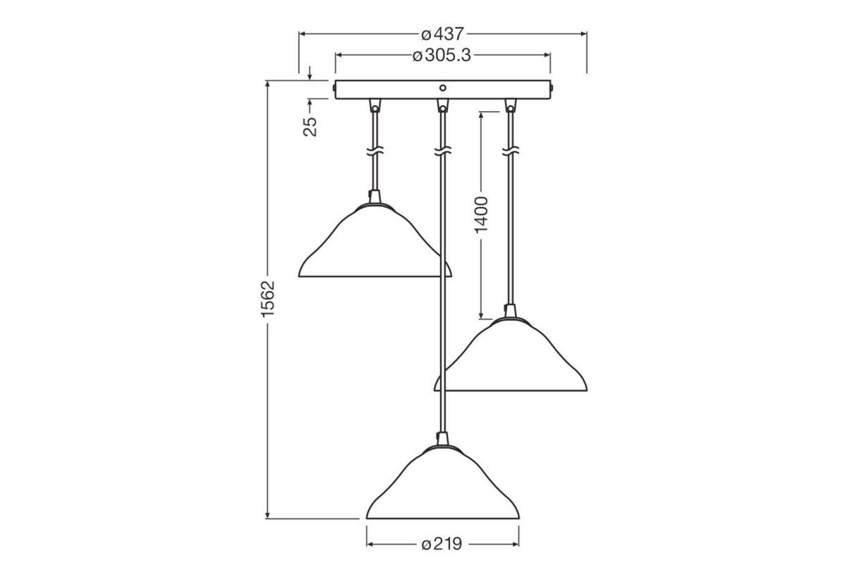 HÄNGELEUCHTE 43,7/156,2 cm  - Weiß, Design, Papier/Metall (43,7/156,2cm) - Osram