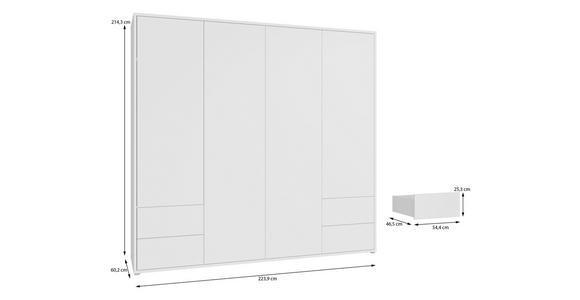 DREHTÜRENSCHRANK 224/214/60 cm,  in Weiß, 4-türig  - Weiß, Trend, Holzwerkstoff (224/214/60cm) - Carryhome