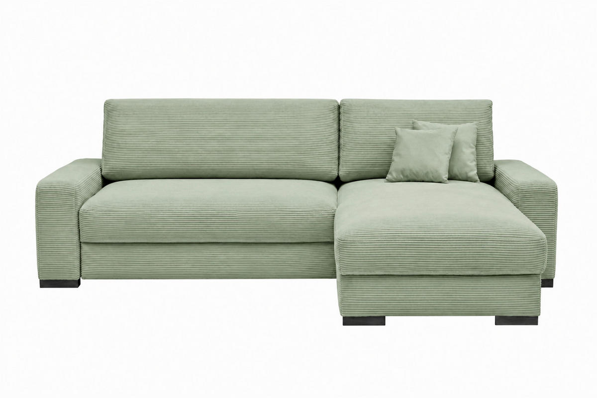 ECKSOFA  Cord Mintgrün  - Schwarz/Mintgrün, Basics, Holz/Holzwerkstoff (264/184cm) - MID.YOU