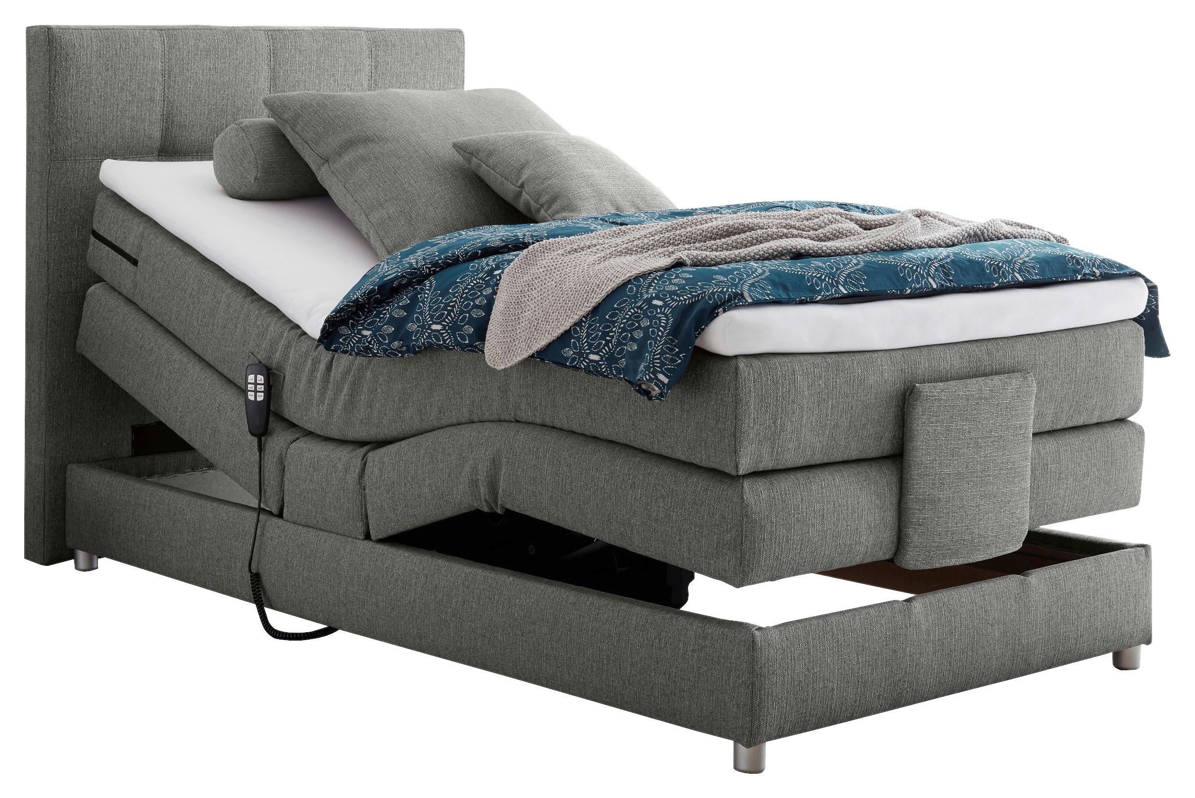 BOXSPRINGBETT 100/200 cm  in Grau  - Silberfarben/Grau, KONVENTIONELL, Holzwerkstoff/Kunststoff (100/200cm) - Esposa