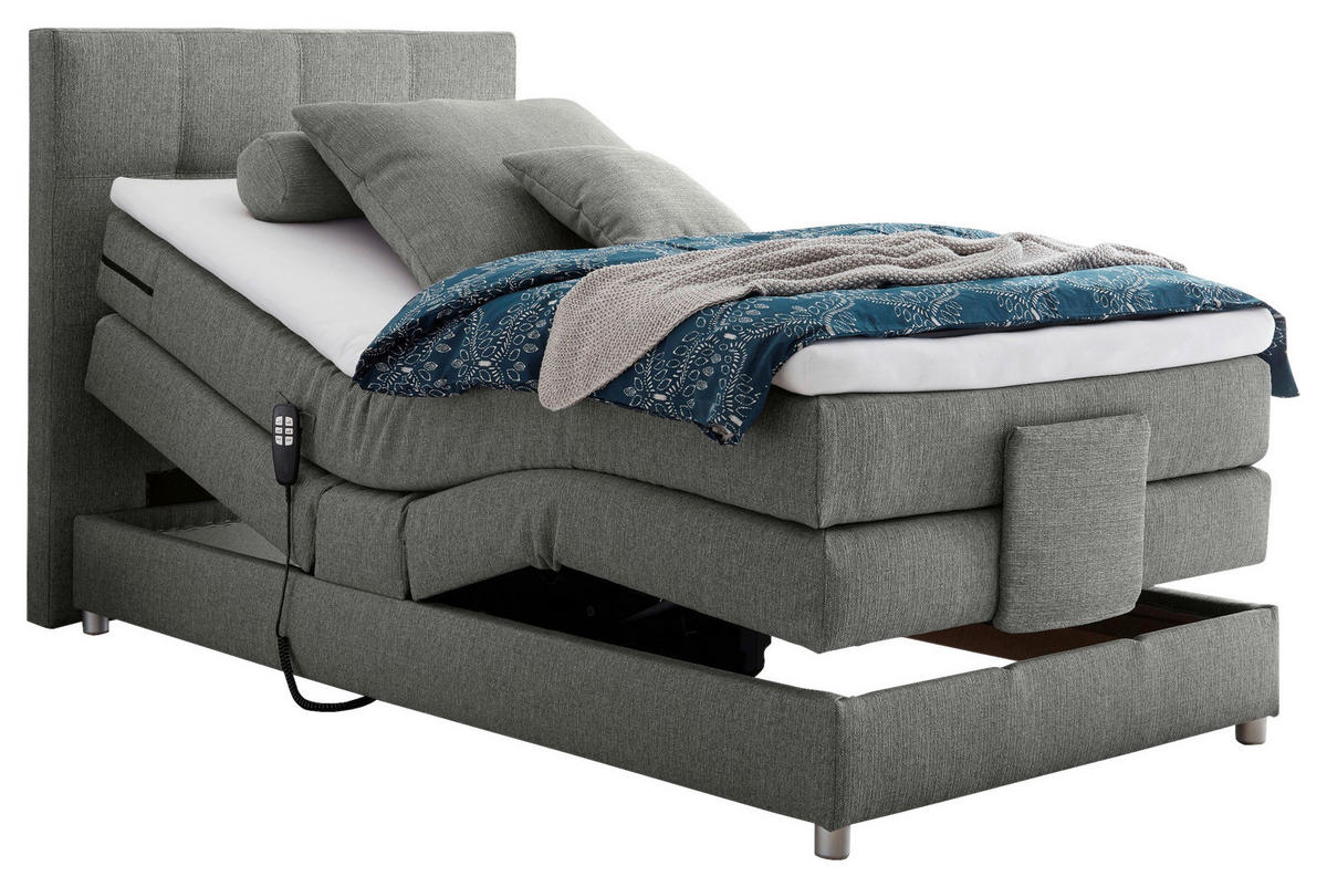 BOXSPRINGBETT 100/200 cm  in Grau  - Silberfarben/Grau, Konventionell, Holzwerkstoff/Kunststoff (100/200cm) - Esposa