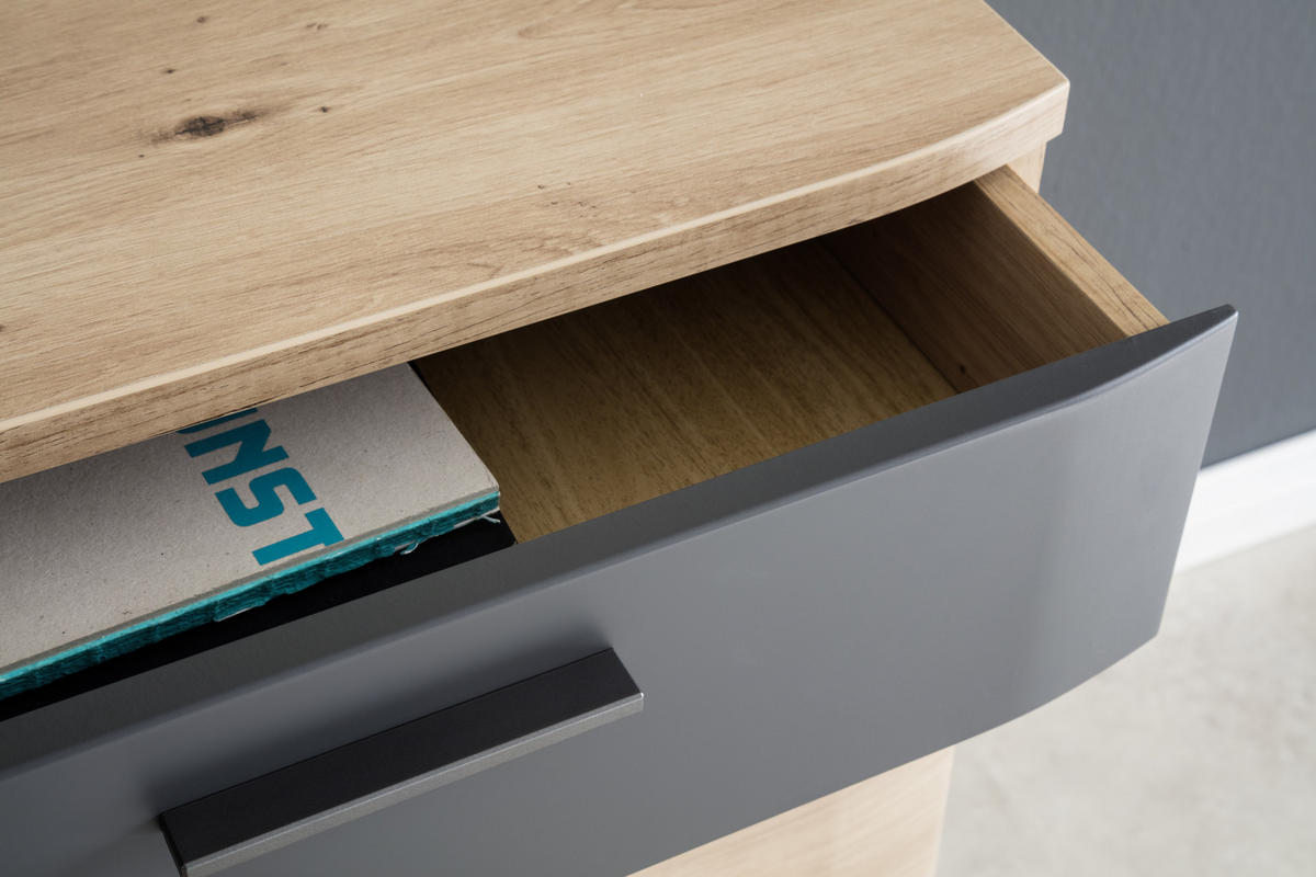 SIDEBOARD 180/85/43 cm  in Anthrazit, Eichefarben  - Eichefarben/Anthrazit, Design, Holzwerkstoff/Metall (180/85/43cm) - Livetastic