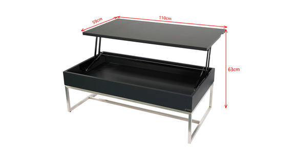 COUCHTISCH 110/59/40 cm rechteckig Anthrazit, Schwarz, Edelstahlfarben - Edelstahlfarben/Anthrazit, Design, Keramik/Holzwerkstoff (110/59/40cm) - Dieter Knoll