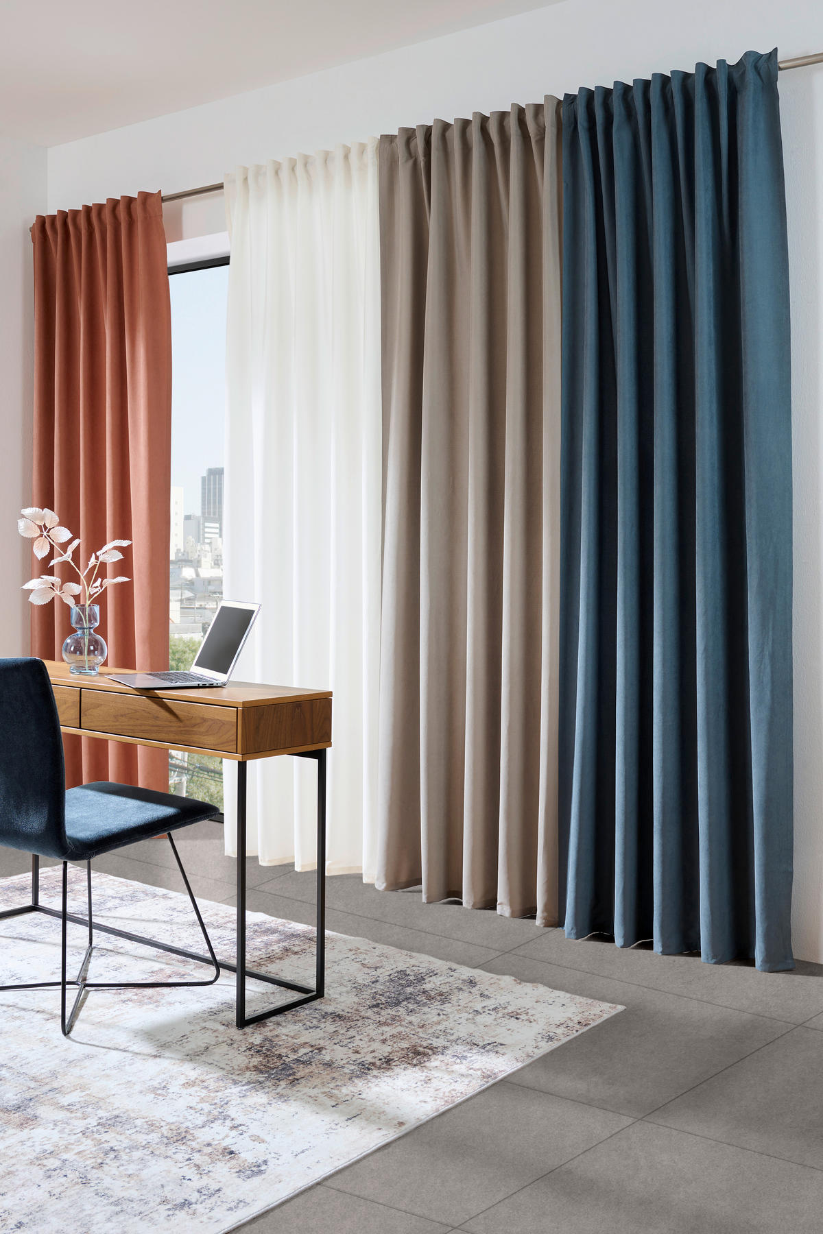 KÉSZFÜGGÖNY részben fényzáró  - kék, Basics, textil (140/245cm) - Esposa