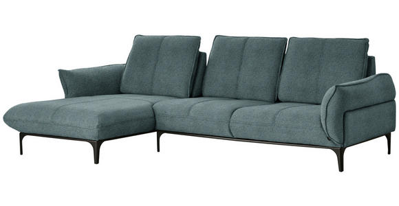 ECKSOFA in Webstoff Petrol  - Petrol/Schwarz, Natur, Textil (182/277cm) - Valnatura