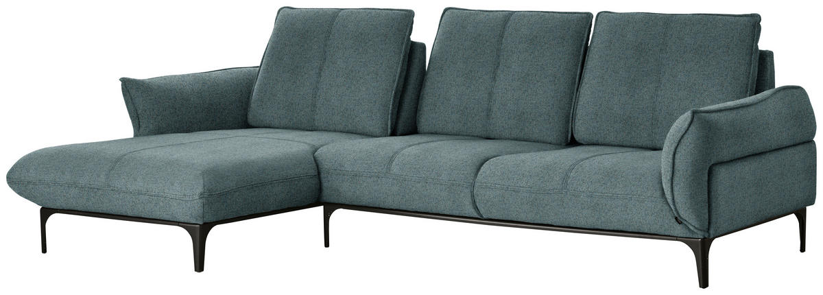 ECKSOFA in Webstoff Petrol  - Petrol/Schwarz, Natur, Textil (182/277cm) - Valnatura