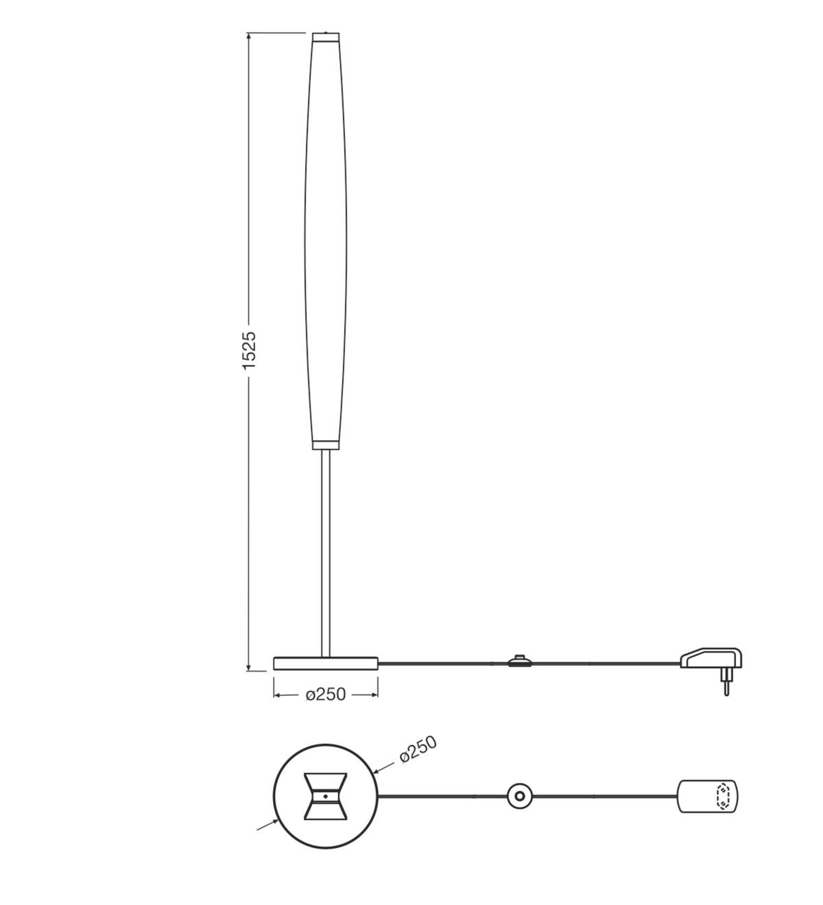 LED-STEHLEUCHTE 25/152,5 cm    - Dunkelgrau, Design, Kunststoff/Textil (25/152,5cm) - Osram