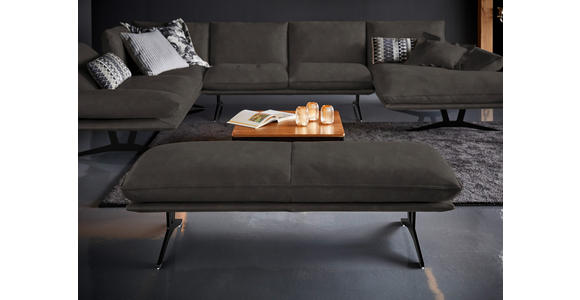 WOHNLANDSCHAFT in Echtleder Graubraun - Graubraun/Schwarz, Natur, Leder/Metall (217/359/155cm) - Dieter Knoll