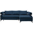 ECKSOFA in Chenille Dunkelblau  - Schwarz/Dunkelblau, KONVENTIONELL, Textil/Metall (265/184cm) - Hom`in