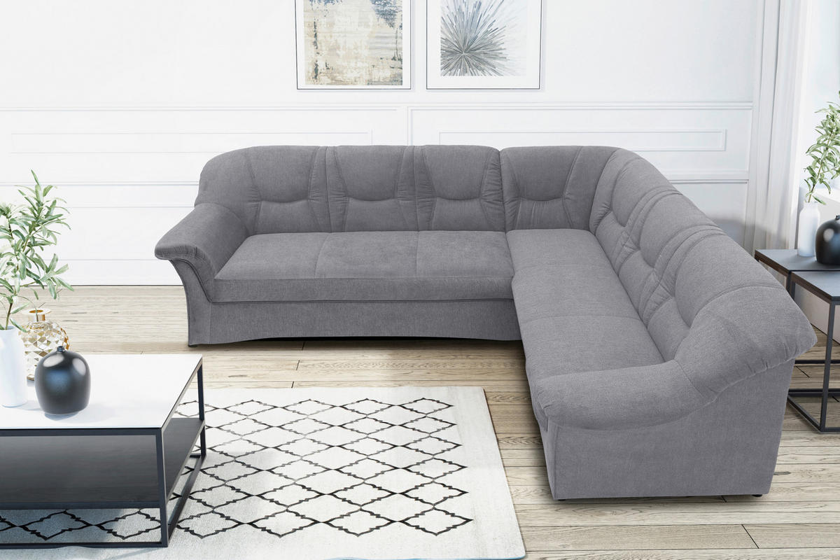 ECKSOFA Dunkelgrau Mikrofaser  - Dunkelgrau/Schwarz, KONVENTIONELL, Kunststoff/Textil (240/190cm) - MID.YOU