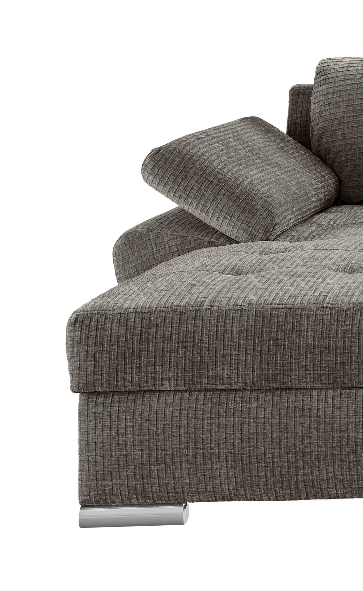 WOHNLANDSCHAFT Graubraun Mikrofaser  - Chromfarben/Graubraun, KONVENTIONELL, Textil/Metall (157/305/219cm) - Livetastic
