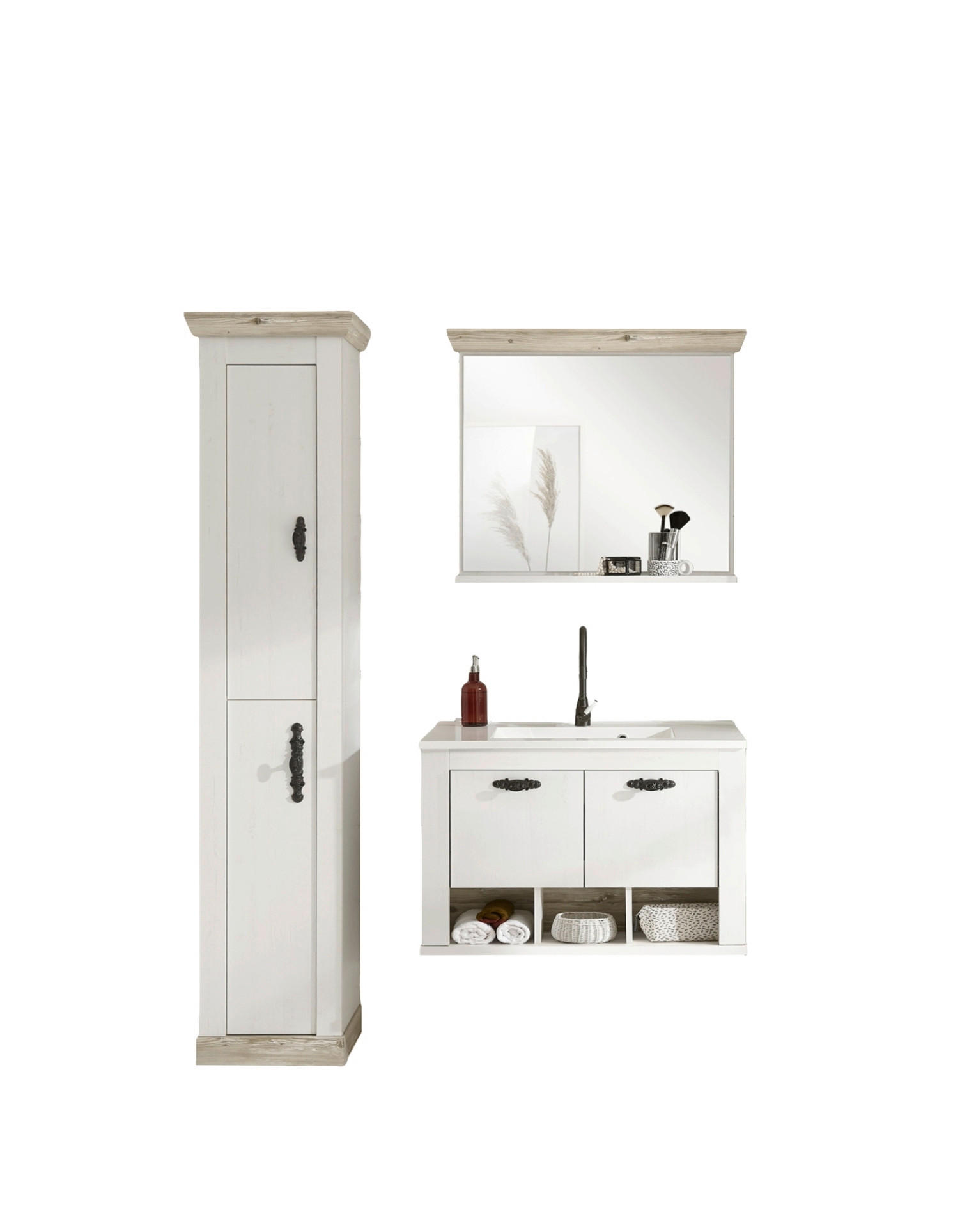 BADEZIMMER 3-teilig  in  - Schwarz/Weiß, Design, Naturmaterialien/Holzwerkstoff (143/200/46cm) - MID.YOU