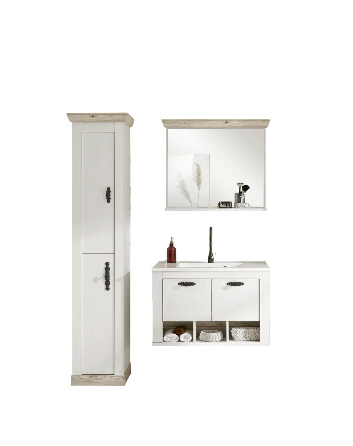 BADEZIMMER 3-teilig  in  - Schwarz/Weiß, Design, Naturmaterialien/Holzwerkstoff (143/200/46cm) - MID.YOU