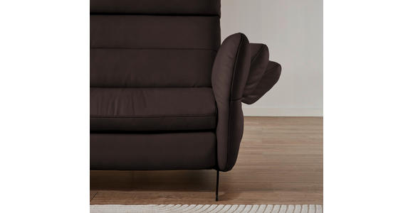 ECKSOFA in Echtleder Dunkelbraun  169/298 cm  - Dunkelbraun/Schwarz, Design, Leder/Metall (169/298cm) - Dieter Knoll