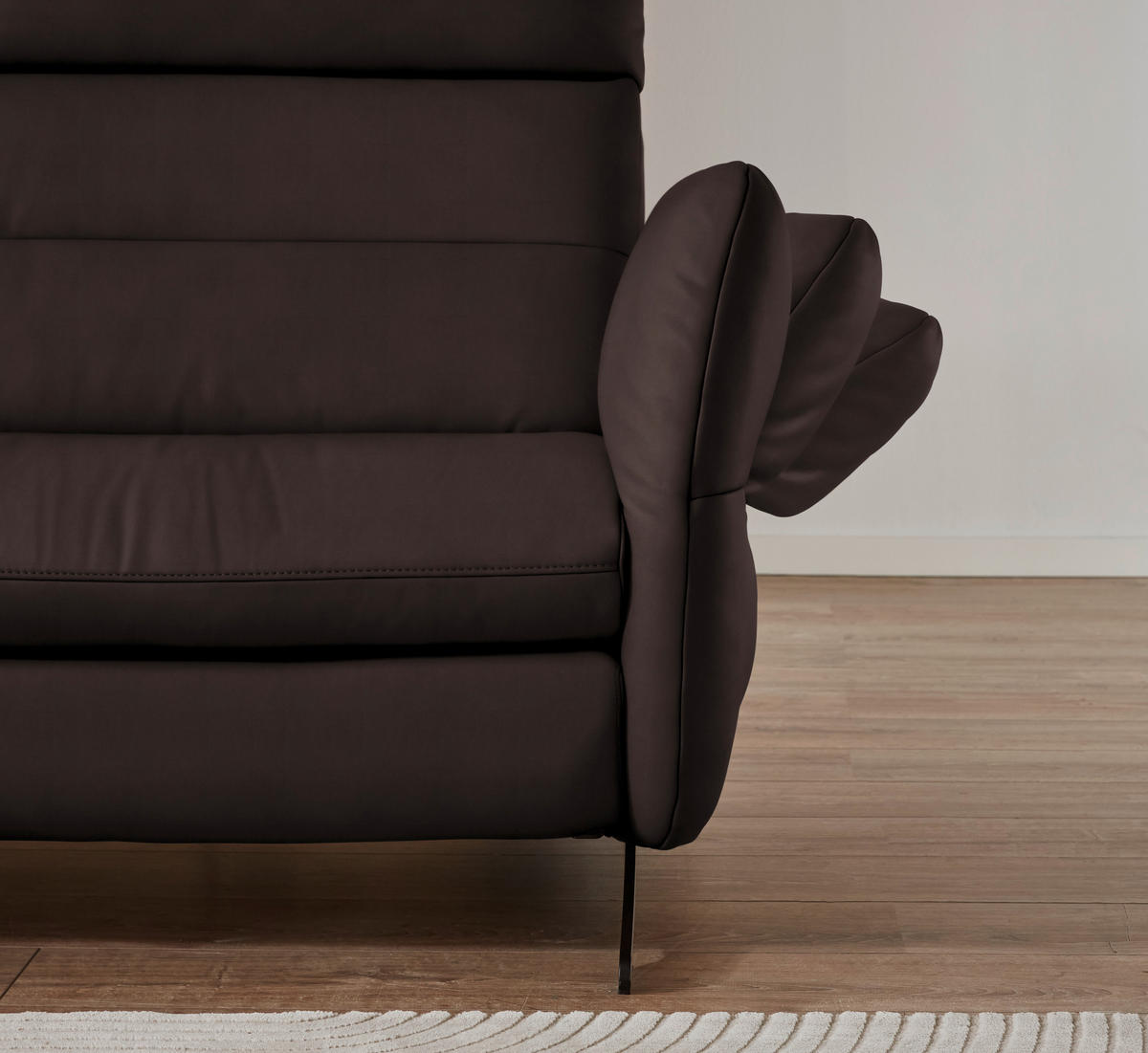ECKSOFA in Echtleder Dunkelbraun  - Dunkelbraun/Schwarz, Design, Leder/Metall (169/298cm) - Dieter Knoll