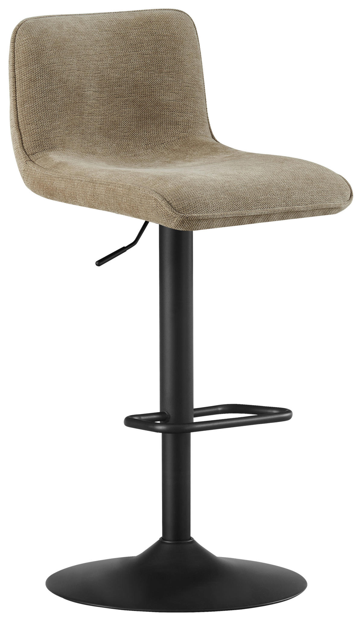 BARHOCKER Webstoff Schwarz, Taupe Eisen Stoffauswahl, Sitzfläche 360° drehbar  - Taupe/Schwarz, Design, Textil/Metall (45/88-109,5/50cm) - home24