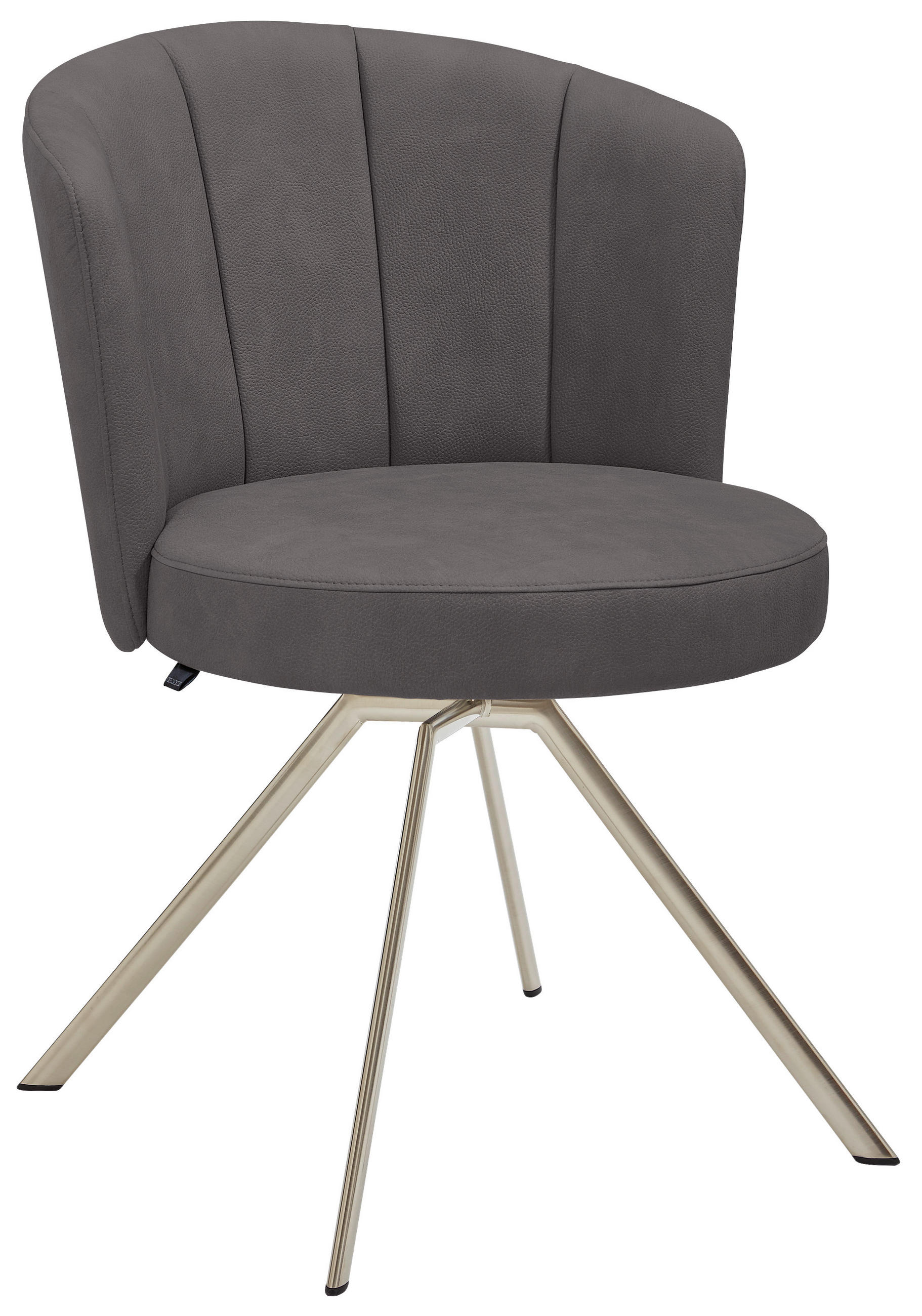 STUHL drehbar Mikrofaser Edelstahlfarben, Mokka  - Edelstahlfarben/Mokka, Design, Textil/Metall (62/83/64cm) - Venjakob