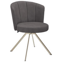 STUHL drehbar Mikrofaser Edelstahlfarben, Mokka  - Edelstahlfarben/Mokka, Design, Textil/Metall (62/83/64cm) - Venjakob