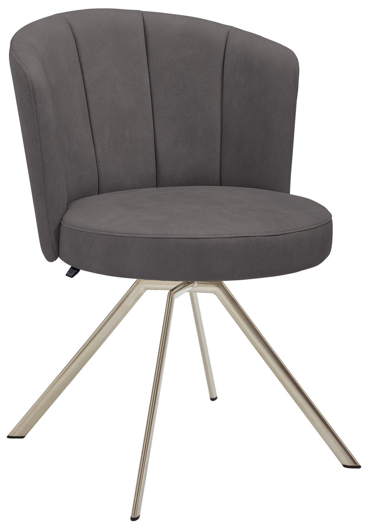 STUHL Mikrofaser Edelstahlfarben, Mokka  - Edelstahlfarben/Mokka, Design, Textil/Metall (62/83/64cm) - Venjakob