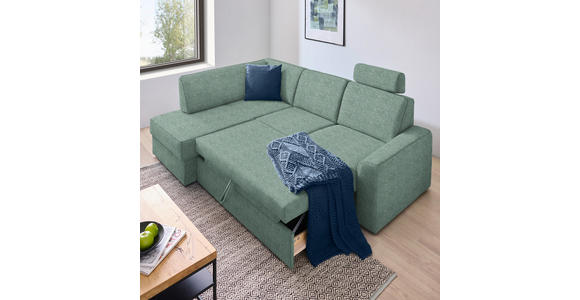 ECKSOFA in Webstoff Türkis  - Türkis/Schwarz, KONVENTIONELL, Kunststoff/Textil (165/224cm) - Xora