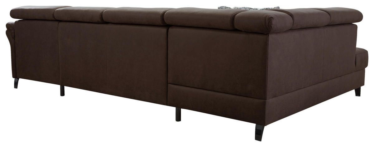 WOHNLANDSCHAFT in Mikrofaser Cognac  - Cognac/Schwarz, Konventionell, Textil/Metall (193/317/165cm) - Sit & More
