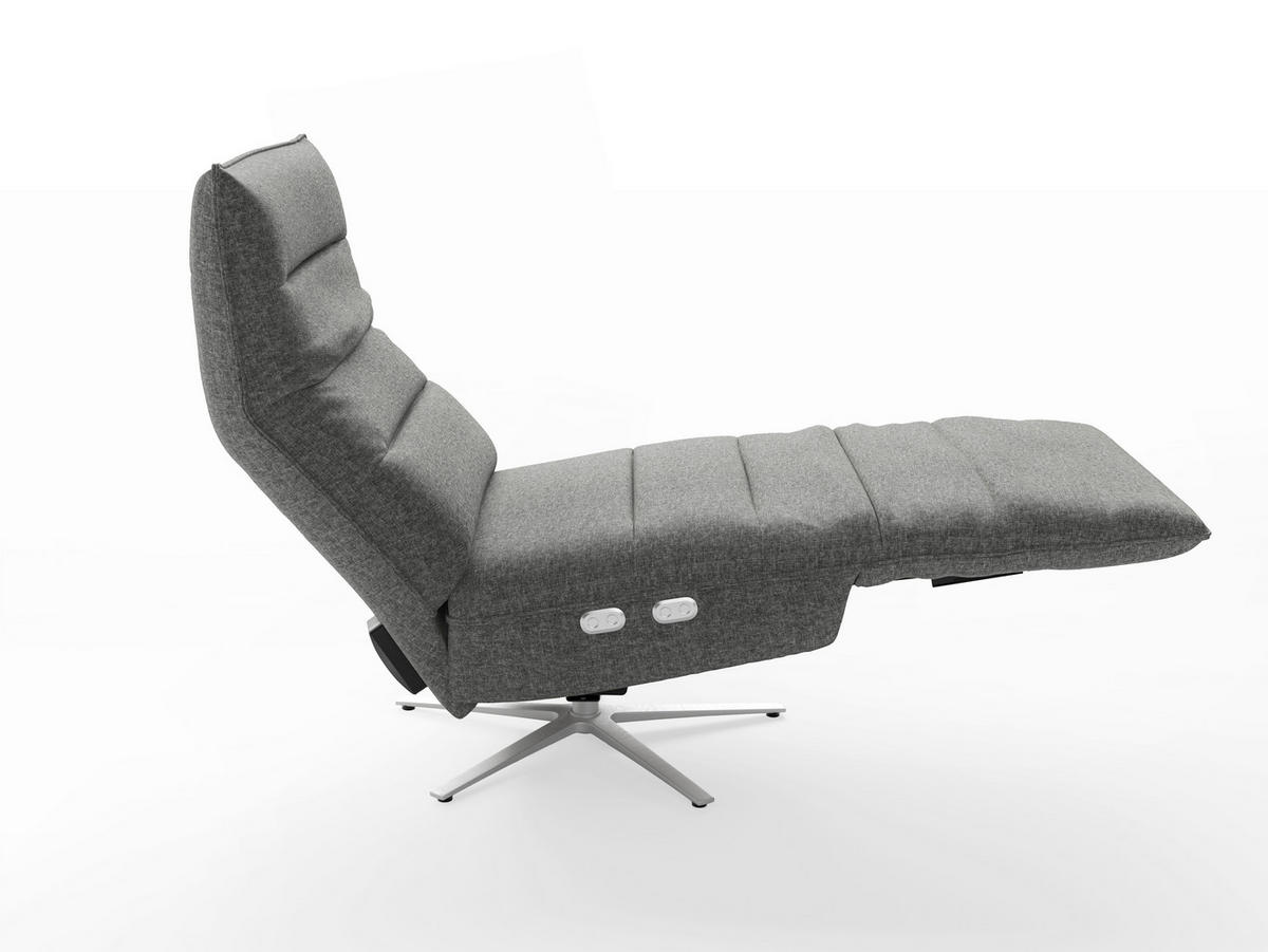 RELAXSESSEL EVE E Chenille Kopfteilverstellung, Rücken echt    - Anthrazit/Silberfarben, Basics, Textil/Metall (80/109/98cm) - Sit & More