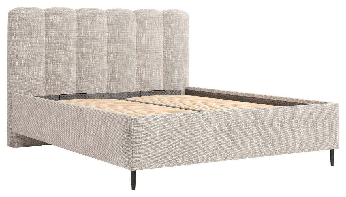 POLSTERBETT 180/200 cm  Creme  - Creme/Schwarz, Modern, Holz/Holzwerkstoff (180/200cm) - MID.YOU
