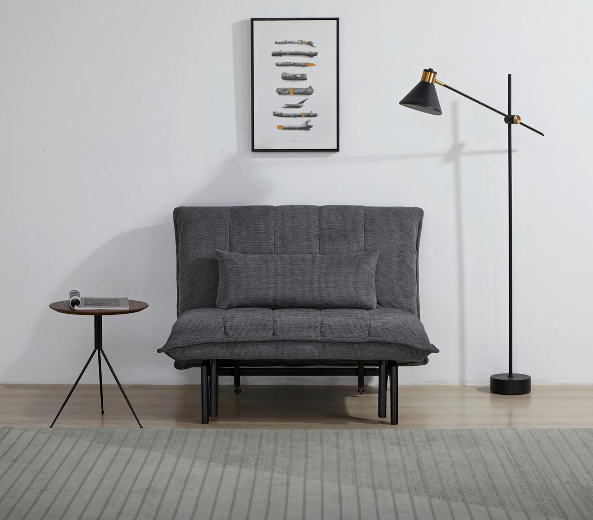 SCHLAFSESSEL Cord Grau    - Schwarz/Grau, Design, Holz/Textil (108/82/102cm) - Stylife