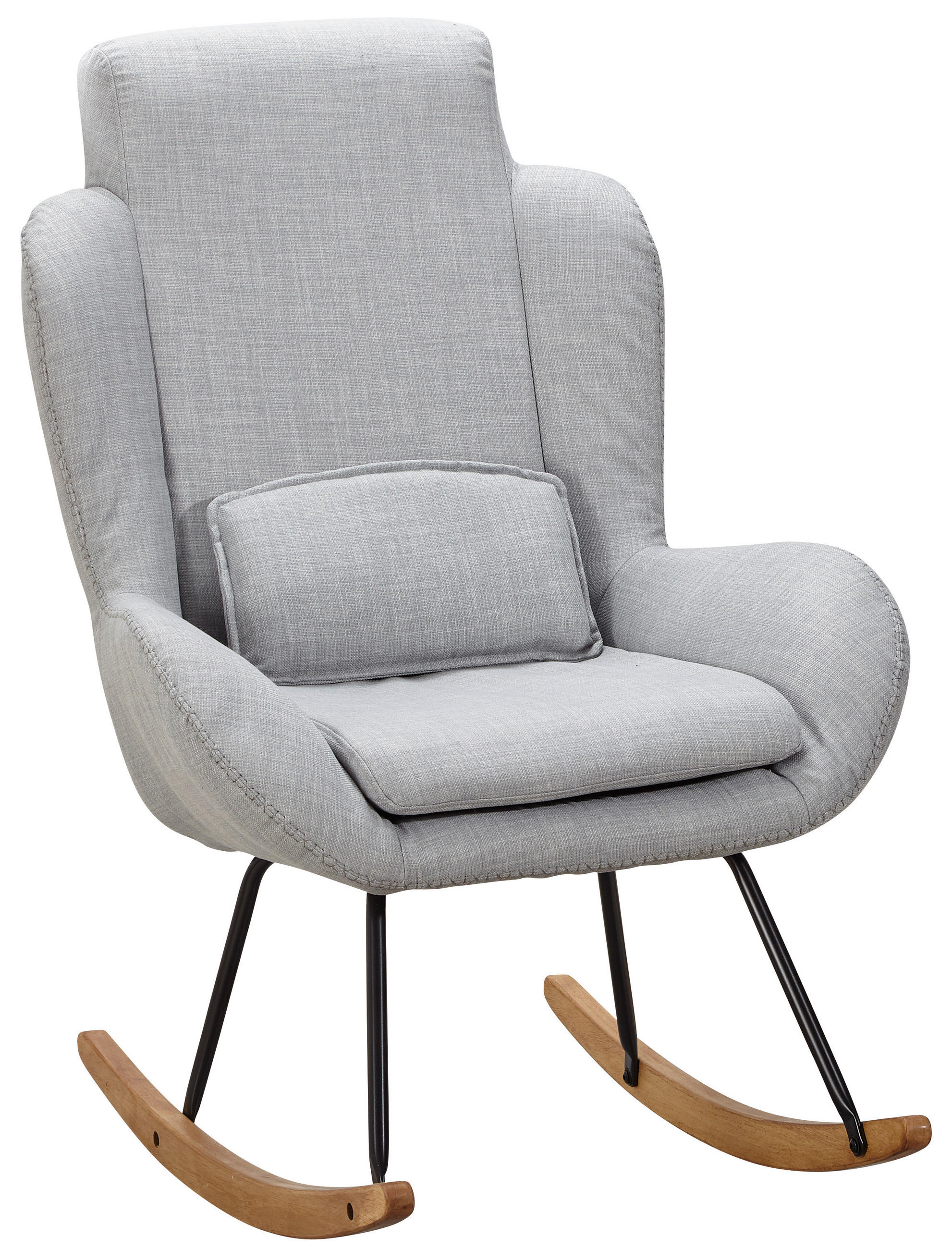 ENTSPANNUNGS- UND STILLSESSEL Webstoff Rückenkissen    - Eichefarben/Grau, Design, Holz/Textil (75/110/88,5cm) - MID.YOU