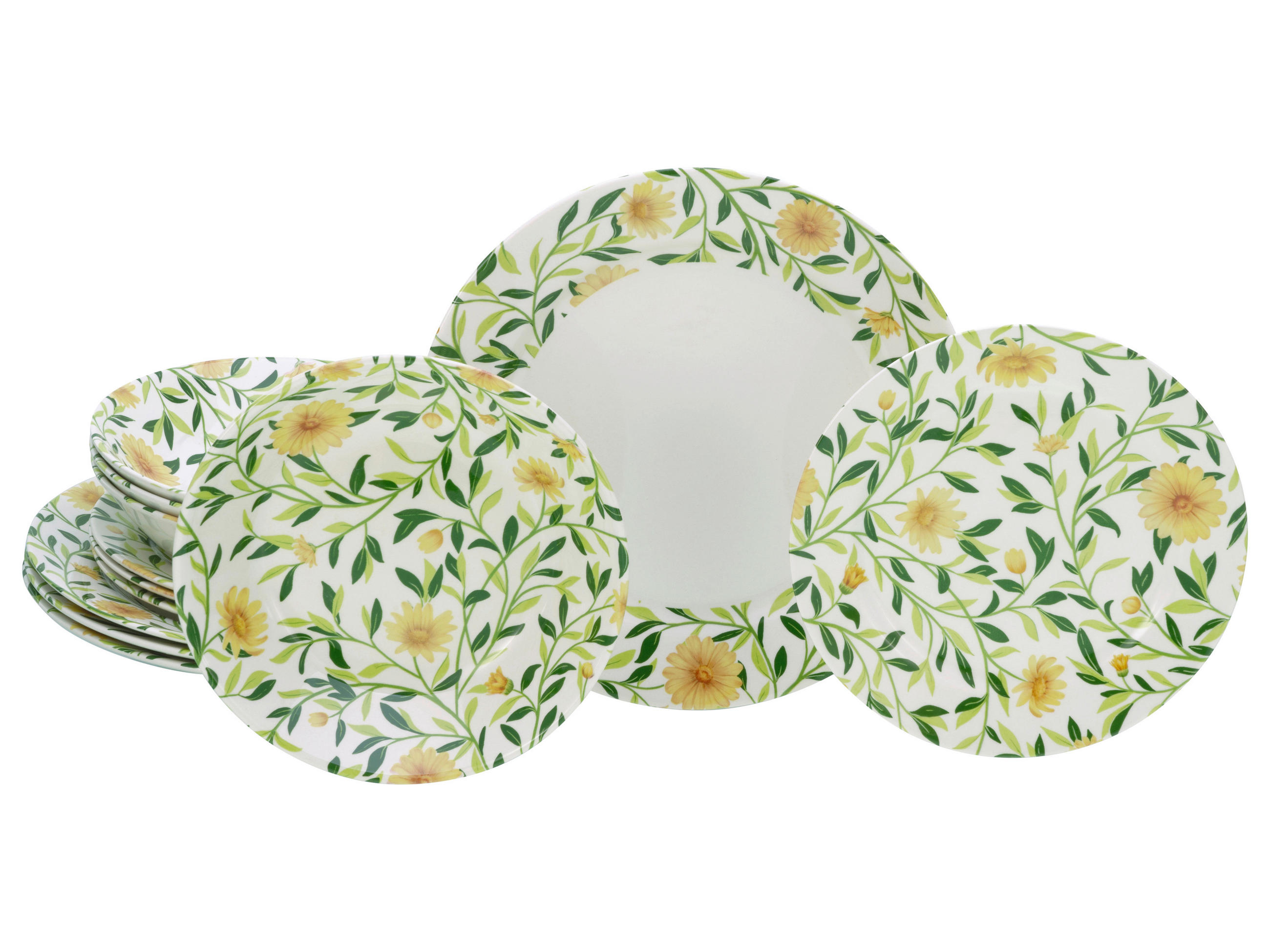 TAFELSERVICE Amarilla 12-teilig  - Weiß/Grün, Basics, Keramik - Creatable