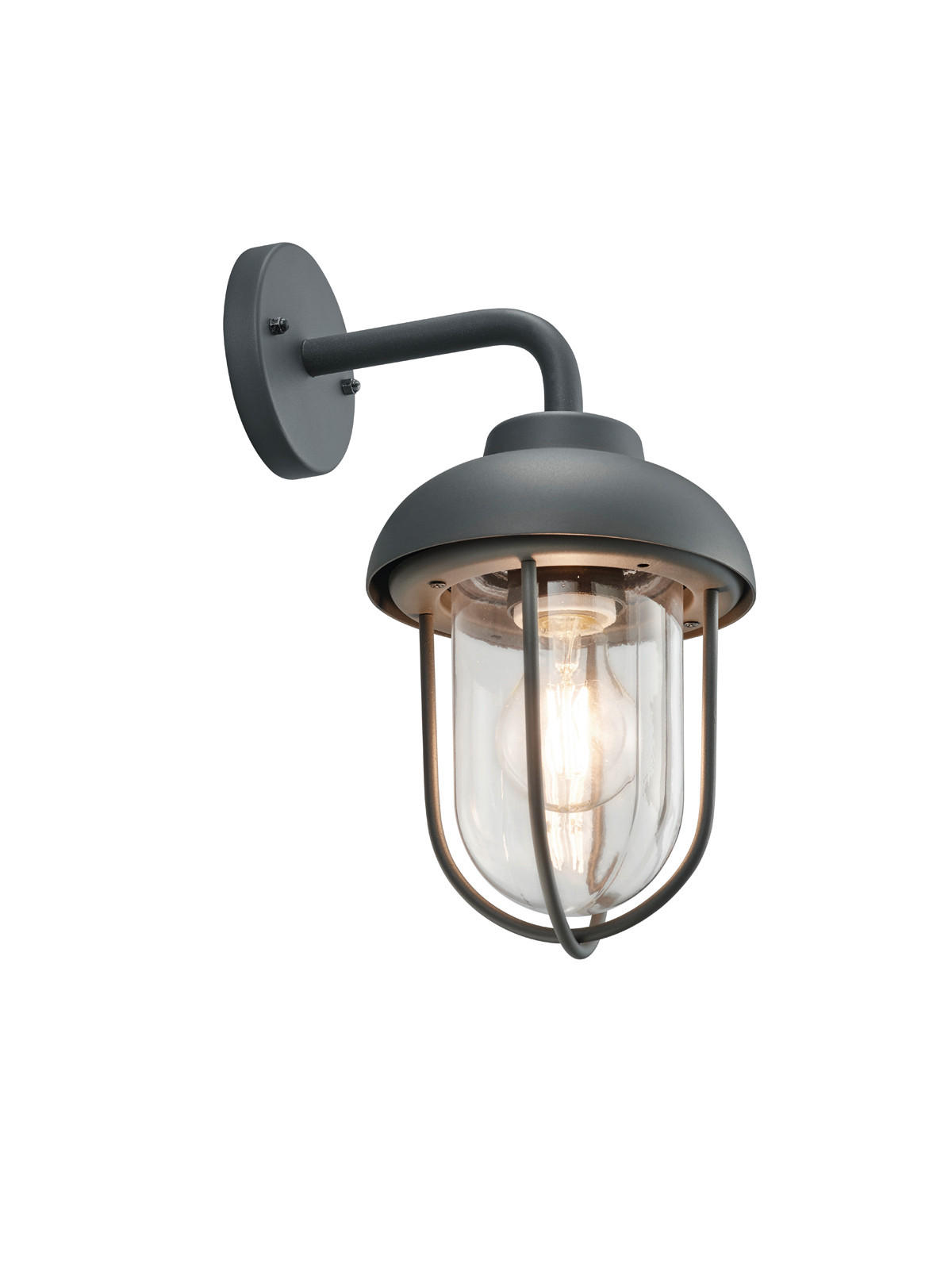 WANDLEUCHTE 33,0/16/21,3 cm  - Klar/Anthrazit, KONVENTIONELL, Glas/Metall (33,0/16/21,3cm) - Trio Leuchten