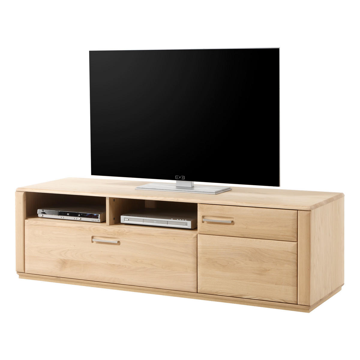 WOHNWAND  in Eichefarben  300/176/51 cm  - Eichefarben/Silberfarben, Design, Glas/Holz (300/176/51cm) - Livetastic