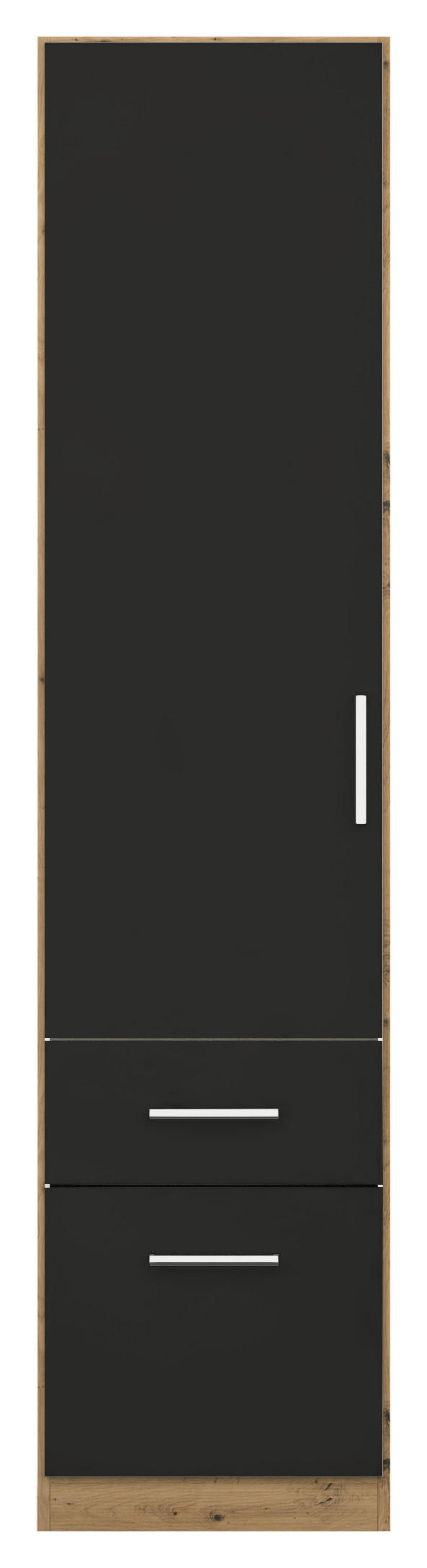 DREHTÜRENSCHRANK 47/210/54 cm 1-türig Eiche Artisan, Grau  - Chromfarben/Eiche Artisan, MODERN, Holzwerkstoff/Kunststoff (47/210/54cm) - Rauch Möbel