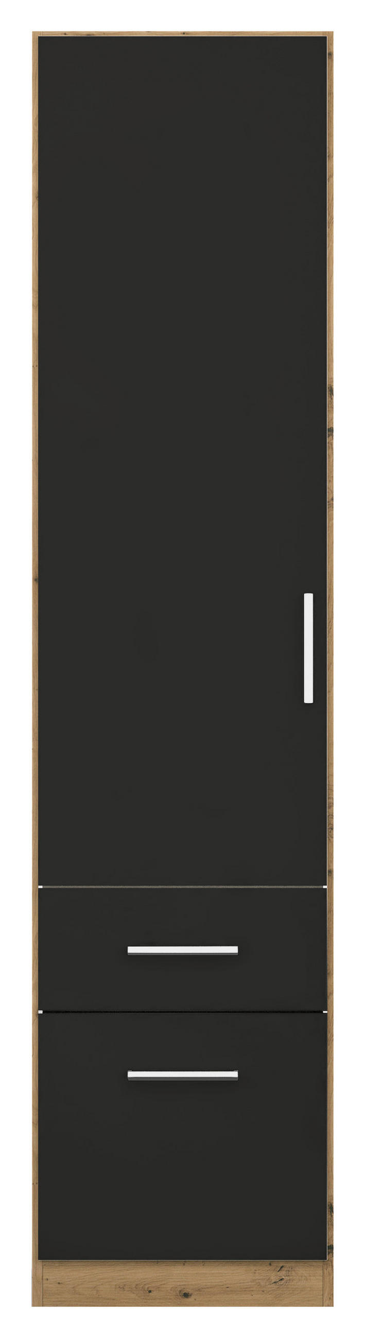 DREHTÜRENSCHRANK 47/210/54 cm 1-türig Eiche Artisan, Grau  - Chromfarben/Eiche Artisan, MODERN, Holzwerkstoff/Kunststoff (47/210/54cm) - Rauch Möbel